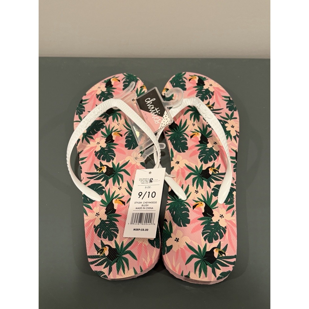 Chatties Women Flip Flops Pink Toucan Tropical Sandals CHEVW0030 Blush Size 9-10
